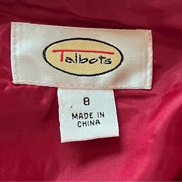 Talbots Mulberry Red Textured Button Front Blazer Jacket Tortoise Buttons Size 8 - Picture 4 of 6